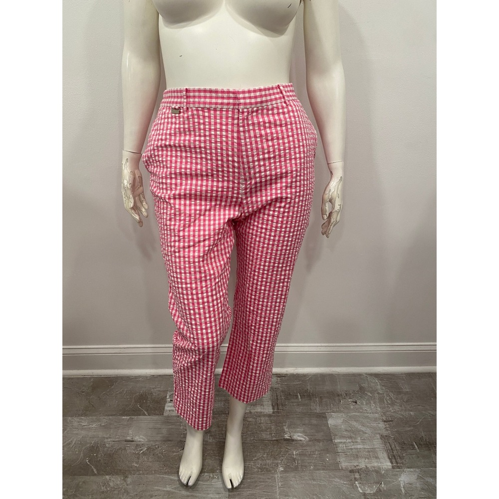 Lauren Active Ralph Lauren Capri Pants Pink White Gingham Seersucker Womens 14